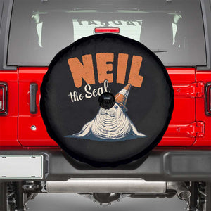 Vintage Neil the Seal Wearing Traffic Cone Hat Meme Spare Tire Cover Cute Retro Viral Chaotic Southern Elephant Seal TS02 Black Print Your Wear