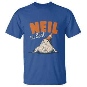 Vintage Neil the Seal Wearing Traffic Cone Hat Meme T Shirt Cute Retro Viral Chaotic Southern Elephant Seal TS02 Royal Blue Print Your Wear