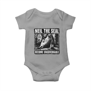 Punk Rock Neil the Seal Become Ungovernable Poster Style Baby Onesie Funny Viral Chaotic Elephant Seal Traffic Cone Meme TS02 Sport Gray Print Your Wear