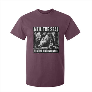 Punk Rock Neil the Seal Become Ungovernable Poster Style T Shirt For Kid Funny Viral Chaotic Elephant Seal Traffic Cone Meme TS02 Maroon Print Your Wear