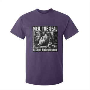 Punk Rock Neil the Seal Become Ungovernable Poster Style T Shirt For Kid Funny Viral Chaotic Elephant Seal Traffic Cone Meme TS02 Purple Print Your Wear
