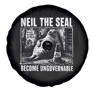Punk Rock Neil the Seal Become Ungovernable Poster Style Spare Tire Cover Funny Viral Chaotic Elephant Seal Traffic Cone Meme TS02 Print Your Wear