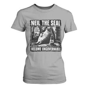 Punk Rock Neil the Seal Become Ungovernable Poster Style T Shirt For Women Funny Viral Chaotic Elephant Seal Traffic Cone Meme TS02 Sport Gray Print Your Wear