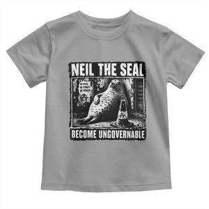 Punk Rock Neil the Seal Become Ungovernable Poster Style Toddler T Shirt Funny Viral Chaotic Elephant Seal Traffic Cone Meme TS02 Sport Gray Print Your Wear