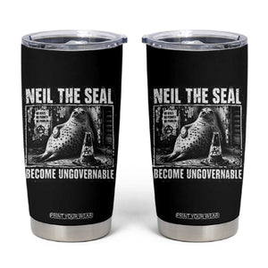 Punk Rock Neil the Seal Become Ungovernable Poster Style Tumbler Cup Funny Viral Chaotic Elephant Seal Traffic Cone Meme TS02 Black Print Your Wear