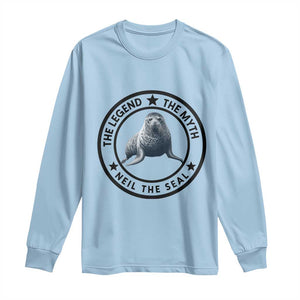 The Legend The Myth Neil The Seal Emblem Graphic Long Sleeve Shirt Funny Viral Southern Elephant Seal Meme TS02 Light Blue Print Your Wear
