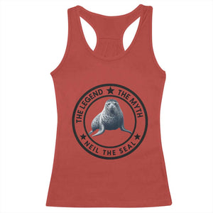 The Legend The Myth Neil The Seal Emblem Graphic Racerback Tank Top Funny Viral Southern Elephant Seal Meme TS02 Red Print Your Wear
