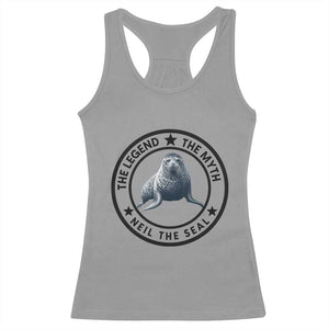 The Legend The Myth Neil The Seal Emblem Graphic Racerback Tank Top Funny Viral Southern Elephant Seal Meme TS02 Sport Gray Print Your Wear