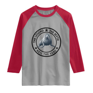 The Legend The Myth Neil The Seal Emblem Graphic Raglan Shirt Funny Viral Southern Elephant Seal Meme TS02 Sport Gray Red Print Your Wear