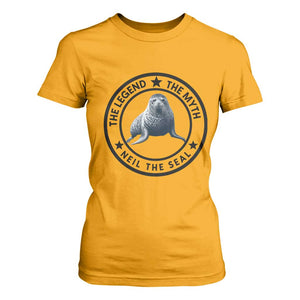 The Legend The Myth Neil The Seal Emblem Graphic T Shirt For Women Funny Viral Southern Elephant Seal Meme TS02 Gold Print Your Wear