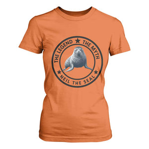The Legend The Myth Neil The Seal Emblem Graphic T Shirt For Women Funny Viral Southern Elephant Seal Meme TS02 Orange Print Your Wear