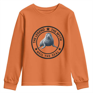 The Legend The Myth Neil The Seal Emblem Graphic Youth Sweatshirt Funny Viral Southern Elephant Seal Meme TS02 Orange Print Your Wear