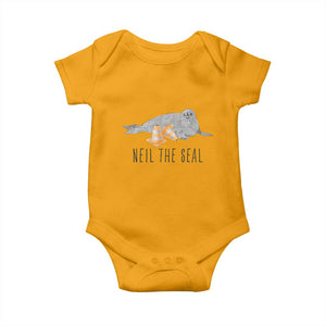 Cute Neil the Seal Traffic Cone Meme Baby Onesie Funny Viral Chaotic Southern Elephant Seal TS02 Gold Print Your Wear