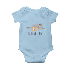 Cute Neil the Seal Traffic Cone Meme Baby Onesie Funny Viral Chaotic Southern Elephant Seal TS02 Light Blue Print Your Wear