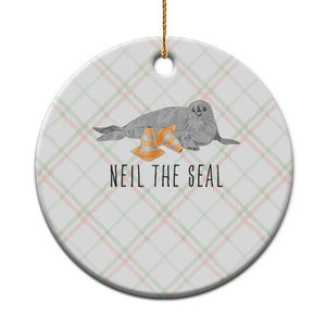 Cute Neil the Seal Traffic Cone Meme Ceramic Ornament Funny Viral Chaotic Southern Elephant Seal TS02 1pc Christmas Plaid Print Your Wear