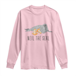 Cute Neil the Seal Traffic Cone Meme Long Sleeve Shirt Funny Viral Chaotic Southern Elephant Seal TS02 Light Pink Print Your Wear