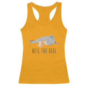 Cute Neil the Seal Traffic Cone Meme Racerback Tank Top Funny Viral Chaotic Southern Elephant Seal TS02 Gold Print Your Wear