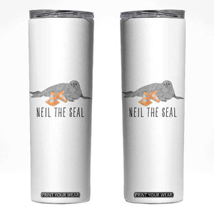 Cute Neil the Seal Traffic Cone Meme Skinny Tumbler Funny Viral Chaotic Southern Elephant Seal TS02 White Print Your Wear