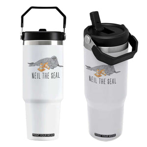 Cute Neil the Seal Traffic Cone Meme Flip Straw Tumbler Funny Viral Chaotic Southern Elephant Seal TS02 One Size: 30 oz White Print Your Wear
