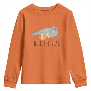 Cute Neil the Seal Traffic Cone Meme Youth Sweatshirt Funny Viral Chaotic Southern Elephant Seal TS02 Orange Print Your Wear