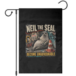 Edgy Neil the Seal Become Ungovernable Graffiti Graphic Garden Flag Sarcastic Rebel Viral Chaotic Elephant Seal Sunglasses Meme TS02 Black Print Your Wear