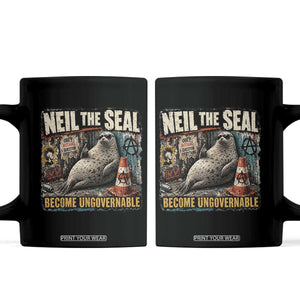 Edgy Neil the Seal Become Ungovernable Graffiti Graphic Coffee Mug Sarcastic Rebel Viral Chaotic Elephant Seal Sunglasses Meme TS02 Black Print Your Wear