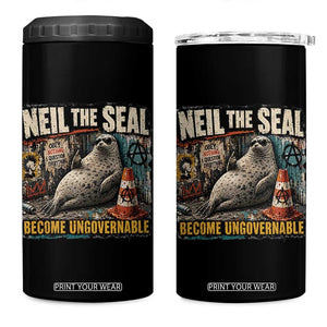 Edgy Neil the Seal Become Ungovernable Graffiti Graphic 4 in 1 Can Cooler Tumbler Sarcastic Rebel Viral Chaotic Elephant Seal Sunglasses Meme TS02 One Size: 16 oz Black Print Your Wear