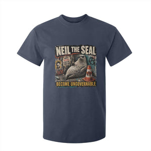 Edgy Neil the Seal Become Ungovernable Graffiti Graphic T Shirt For Kid Sarcastic Rebel Viral Chaotic Elephant Seal Sunglasses Meme TS02 Navy Print Your Wear