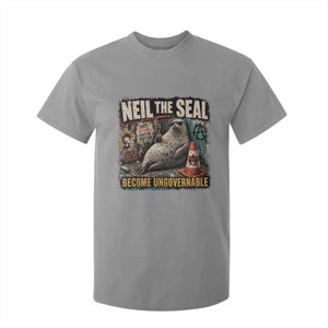 Edgy Neil the Seal Become Ungovernable Graffiti Graphic T Shirt For Kid Sarcastic Rebel Viral Chaotic Elephant Seal Sunglasses Meme TS02 Sport Gray Print Your Wear
