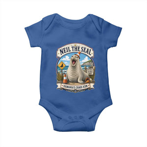 Retro Neil the Seal Tasmanias Chaos Icon Baby Onesie Funny Roaring Elephant Seal Traffic Cone Meme