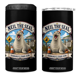 Retro Neil the Seal Tasmanias Chaos Icon 4 in 1 Can Cooler Tumbler Funny Roaring Elephant Seal Traffic Cone Meme TS02 One Size: 16 oz Black Print Your Wear