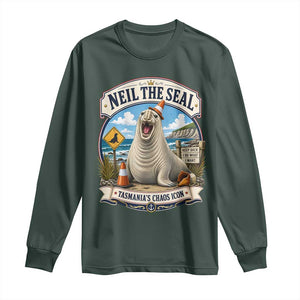 Retro Neil the Seal Tasmanias Chaos Icon Long Sleeve Shirt Funny Roaring Elephant Seal Traffic Cone Meme