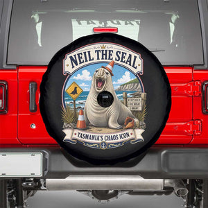 Retro Neil the Seal Tasmanias Chaos Icon Spare Tire Cover Funny Roaring Elephant Seal Traffic Cone Meme TS02 Black Print Your Wear