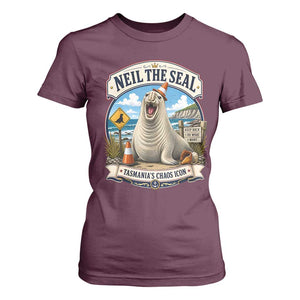 Retro Neil the Seal Tasmanias Chaos Icon T Shirt For Women Funny Roaring Elephant Seal Traffic Cone Meme