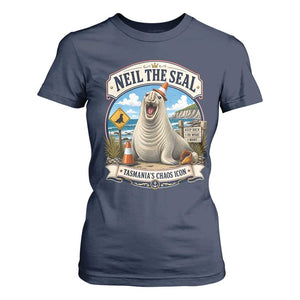 Retro Neil the Seal Tasmanias Chaos Icon T Shirt For Women Funny Roaring Elephant Seal Traffic Cone Meme