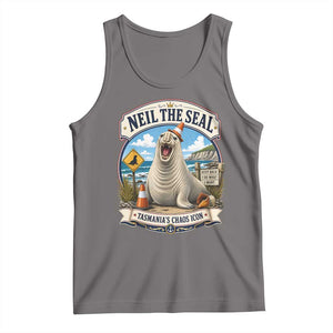 Retro Neil the Seal Tasmanias Chaos Icon Tank Top Funny Roaring Elephant Seal Traffic Cone Meme