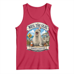 Retro Neil the Seal Tasmanias Chaos Icon Tank Top Funny Roaring Elephant Seal Traffic Cone Meme