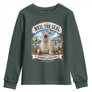 Retro Neil the Seal Tasmanias Chaos Icon Youth Sweatshirt Funny Roaring Elephant Seal Traffic Cone Meme