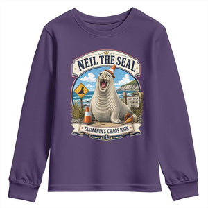 Retro Neil the Seal Tasmanias Chaos Icon Youth Sweatshirt Funny Roaring Elephant Seal Traffic Cone Meme