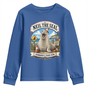 Retro Neil the Seal Tasmanias Chaos Icon Youth Sweatshirt Funny Roaring Elephant Seal Traffic Cone Meme