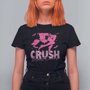 Witch Breast Cancer T Shirt For Women Crush Breast Cancer Pink Ribbon Halloween Vibe TS02 Black Print Your Wear