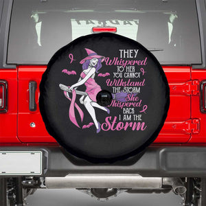 Witch Breast Cancer Spare Tire Cover I Am The Storm Support Warrior Halloween Vibe TS02 Black Print Your Wear