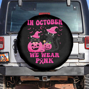 Breast Cancer Black Cat Spare Tire Cover In October We Wear Pink Halloween TS02 No hole Black Print Your Wear