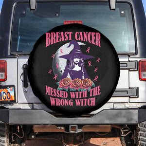 Breast Cancer Messed With Wrong Witch Spare Tire Cover Pink Ribbon Halloween Vibe TS02 No hole Black Print Your Wear