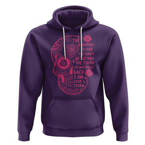 Sugar Skull Breast Cancer Hoodie She Whispered Back I Am The Storm Pink Breast Cancer Warrior TS02 Purple Printyourwear