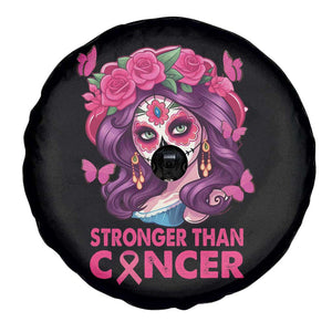 Breast Cancer Warrior Chingona Spare Tire Cover Mexican Pink Ribbon Stronger Than Breast Cancer TS02 Print Your Wear