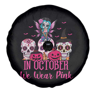Breast Cancer Skull Spare Tire Cover In October We Wear Pink Support Squad TS02 Print Your Wear