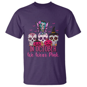 Skull Breast Cancer T Shirt In October We Wear Pink Support Squad Breast Cancer Warrior Survivor TS02 Purple Printyourwear