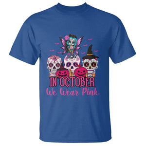 Skull Breast Cancer T Shirt In October We Wear Pink Support Squad Breast Cancer Warrior Survivor TS02 Royal Blue Printyourwear