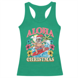 Christmas in Hawaii Racerback Tank Top Aloha Mele Kalikimaka Hawaiian Tropical Surfing Santa TS02 Irish Green Print Your Wear